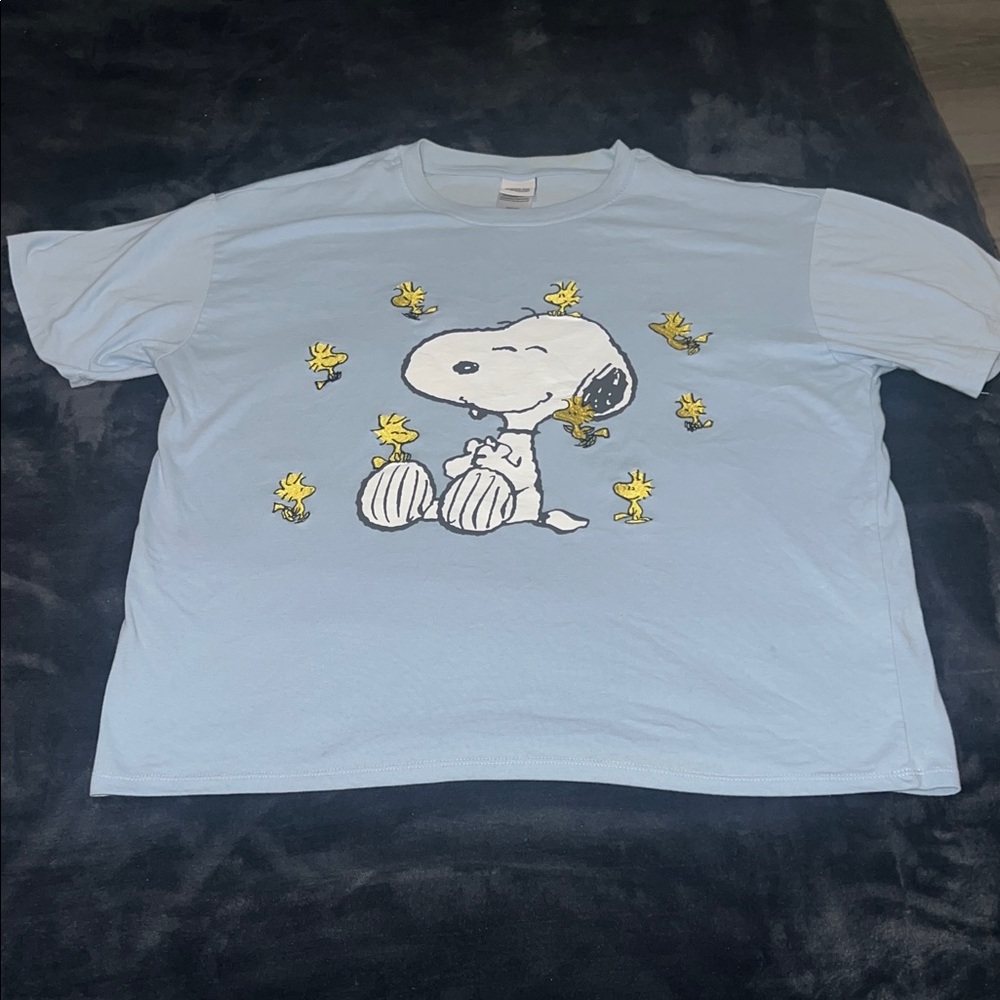 Light Blue Snoopy Graphic T-Shirt